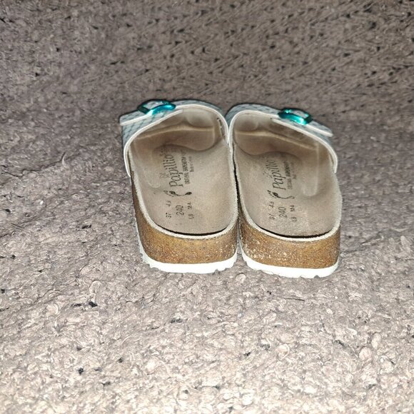BIRKENSTOCK PAPILLIO-Aqua/White Honeycomb Birko Flor-Sz 6-Excellent - Picture 5 of 7